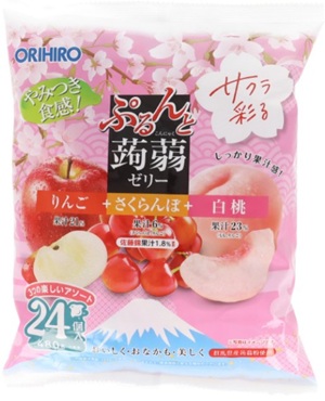 オリヒロプランデュ　サクラ彩る　ぷるんと蒟蒻ゼリーパウチ　りんご＋さくらんぼ＋白桃